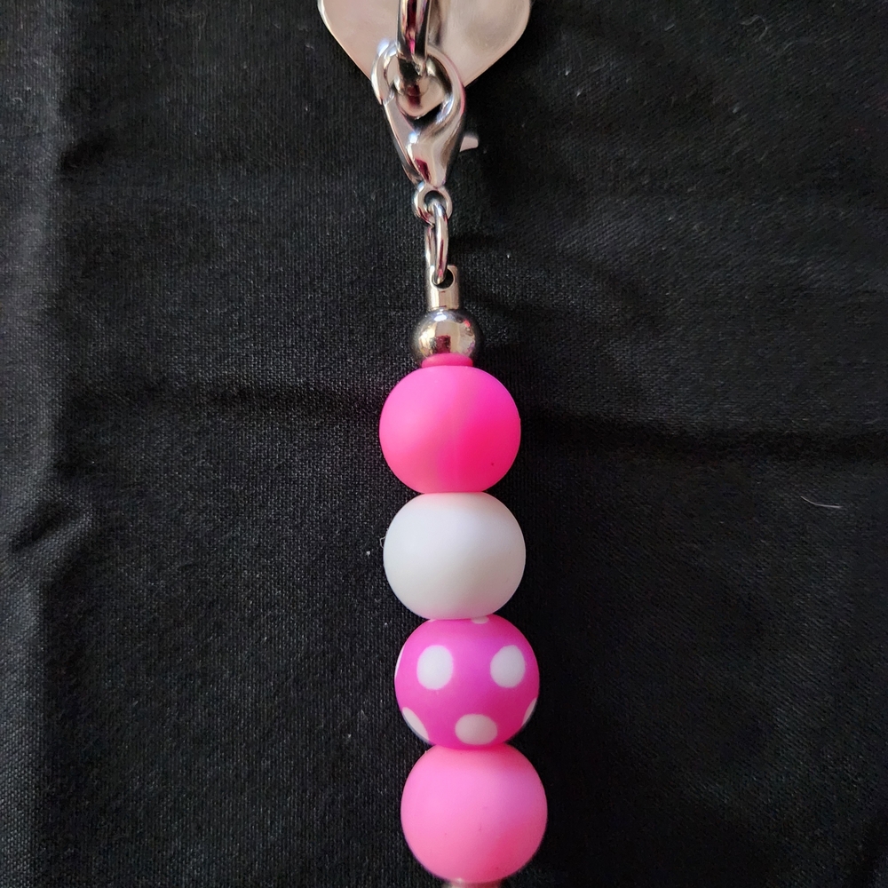 Pink and White Beaded Tumbler Charm